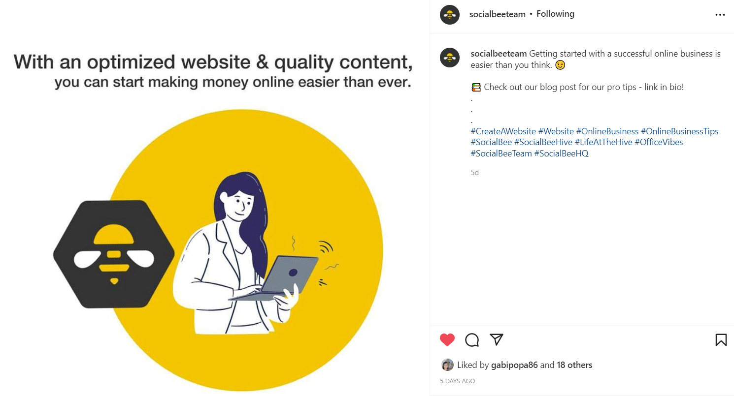 SocialBee Instagram post