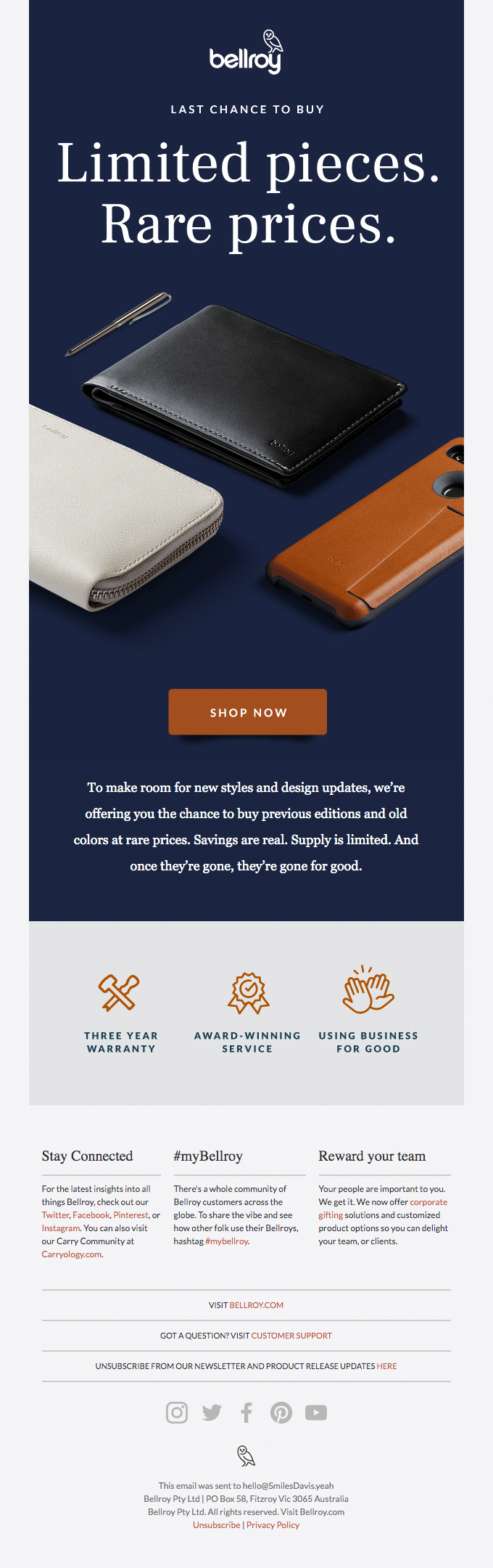 Bellroy Drip Email